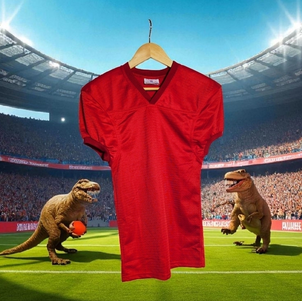 Vintage Teamwork Sz S Red Football V-Neck Sports Jersey